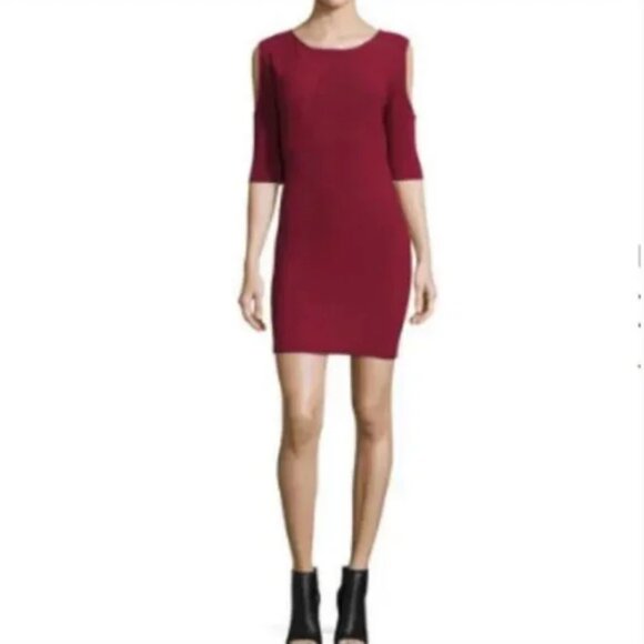 Rebecca Minkoff Josefina Women's Cold Shoulder Ribbed Bodycon Dress Size Medium - Picture 1 of 10